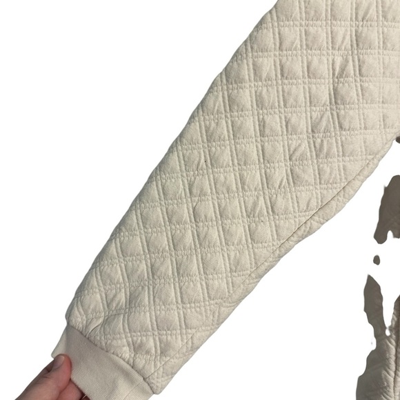 Madewell Cream (Re)sourced Quilted Hoodie Sweatshirt Oversized Boxy Cozy Size XS - Picture 6 of 6